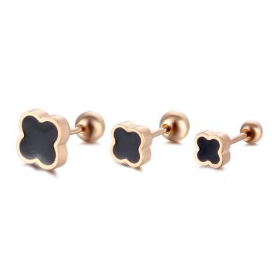 China Stud Earrings Stainless Steel Clover Punk Titanium Steel Thick Earrings Shape Ear Bone Stud Tongue Barbell for sale