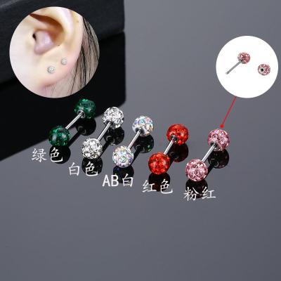 China Shambhala full dumbbell ear stud double tongue barbell ear bone lip nail punk crystal head human body body piercing jewelry for sale