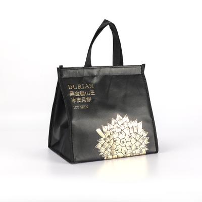 China Portable Cooler Waterproof Black Thermal Bag Soft Cooler Bag For Cake Pizza Delivery Thermal Insulated Packing Bag for sale