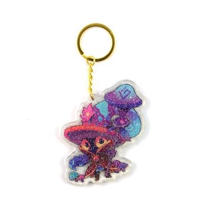 China Promotional Gifts VastGifts Acrylic Key Chain Printed Anime Design Laser Cut Plastic Holographic Glitter Clear With Custom Shape Charm for sale