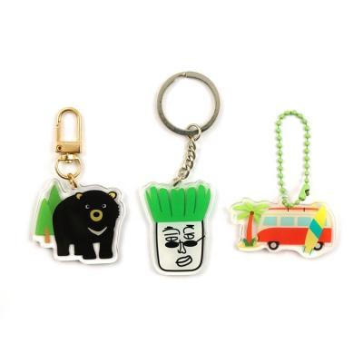 China Promotional Gifts VastGifts Bear Bus Summer Design Acrylic Key Chain Laser Cut Plastic Single Side Clear Printed Cute Image With Custom Charm for sale