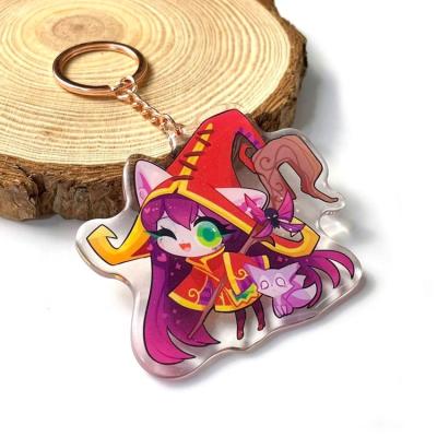 China Promotional Gifts Anime Photo Laser Cut Plastic Diy Design Customized Clear Printed Acrylic Glitter Key Chain Charm With Epoxy Edge for sale