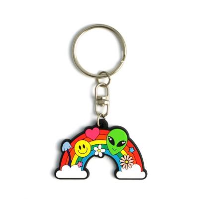 China Promotional Gifts VastGifts PVC Key Chain 3D Printed Rainbow Smile Flower Heart Love Design With Custom Shape Charm for sale