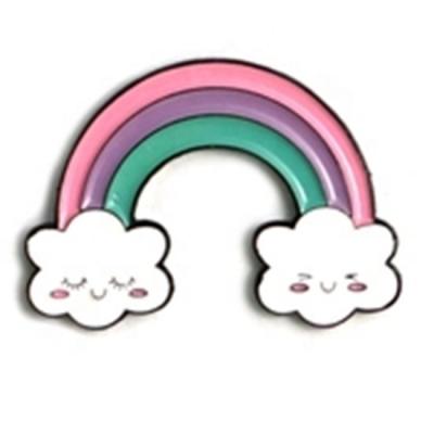 China Europe Gift Manufacturer High Quality Wholesale A Large Rainbow Soft Lapel Pin Badge and Two Clouds Enamel Metal for sale