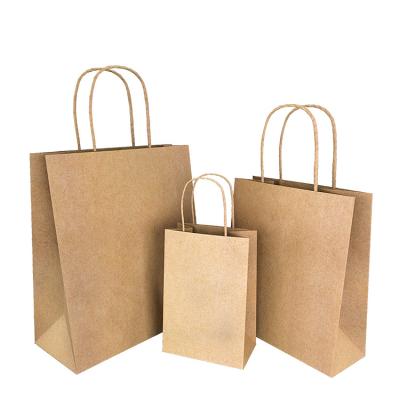 China Wholesale Recycled Materials LOKYO Customize Cheap Takeaway Twisted Paper Handle Brown Paper Bag Packaging Bags With Your Own Logo for sale