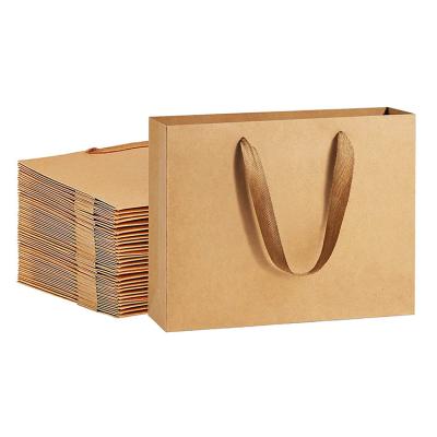 China Custom Takeaway Paper Bags Recycled Flat Bottom Kraft Paper Bags LOKYO Materials Biodegradable Paper Bag Packaging With Rope Handle for sale