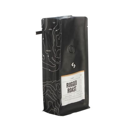 China LOKYO 12oz Coffee Bean Bag Recyclable Packaging One Way Valve Flat Bottom Coffee Bag Reusable Coffee Bag With Tin Tie for sale