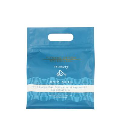 China LOKYO 2kg Bath Salts Packing Bag Gold Logo Stamping Flat Bottom Hot Custom Recyclable Custom Zipper Bag Top Plastic Bag With Handle for sale