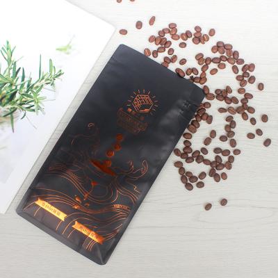 China LOKYO Logo Coffee Bean Packaging Bag Gold Stamping Flat Bottom Recyclable Custom Coffee Bags With Valve And Zipper for sale