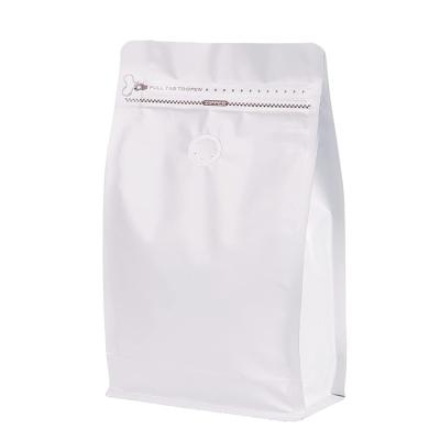 China LOKYO Factory Price Recyclable Wholesale White Black Aluminum Foil Flat Bottom Plastic Coffee Bags With Valve And Zipper for sale