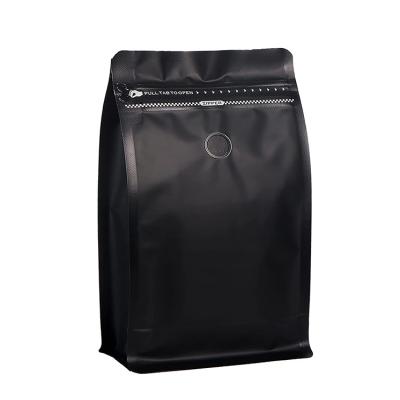 China LOKYO Recyclable Custom Coffee Bean Powder Wholesale White Coffee Bags Flat Bottom Black Packaging Bag With Easy Tear Zipper for sale