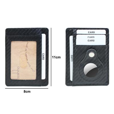 China Airtag Holder Boshiho Slim Custom PU Carbon Fiber Leather Coin ID Men Airtag Holder Wallet Credit Card Holder for sale