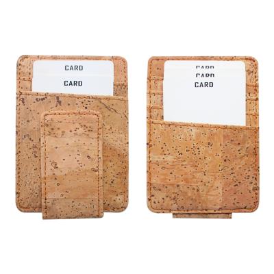 China Boshiho Single RFID Blocking Custom Cork Grid Grain Credit Card ID Money Clip Magnetic Card Holder Wallet for sale