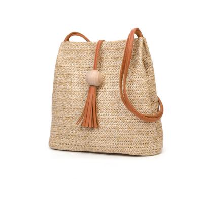 China Portable Popular Summer Vegan Style Natural Straw Tote Bag Handbag Shoulder Bag for sale