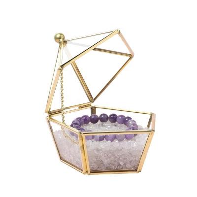 China Modern Creative Handmade Hexagon Diamond Geometric Succulent Glass Octagon Terrarium Faceted Flower Room For Decoration for sale