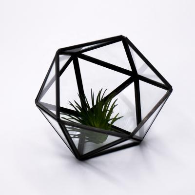 China Wholesale Modern Mini Greenhouse Brass Geometric Metal Glass Greenhouse For Home Decoration for sale