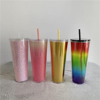 China Stored Colorful Ice Cold Cups Drink Water Coffee Travel Puddle Make Cold Mug With Reusable Resistant Straw for sale