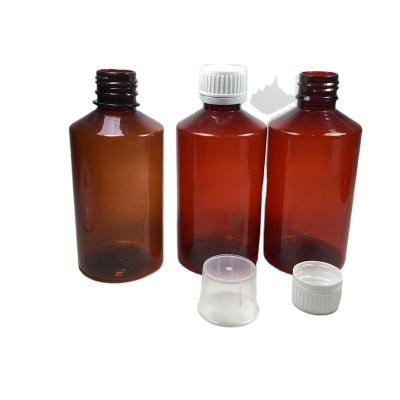 China MAYSURE Medicine Gold Actavis Prometh Supplier 50ml 100ml 150ml Cough Syrup Liquid Plastic Bottle For Liquid Medicine With Measuring Cap Amber C for sale