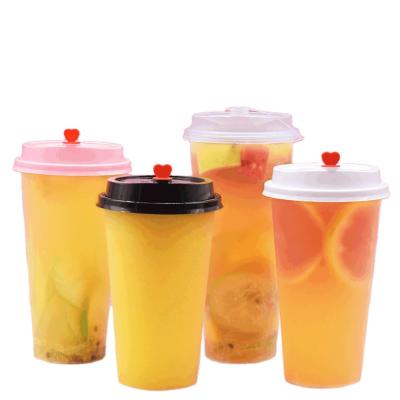 China MAYSURE 360ml 500ml 700ml Coffee Food Grade Disposable Cup Smoothie Plastic Bubble Tea Cup With Lid for sale