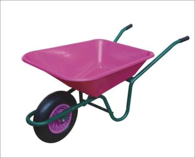 China Pink Poly Machinery Trolley Wheelbarrow Poly Garden Tray Wheelbarrow for sale