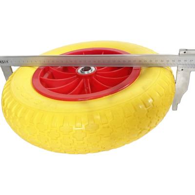 China Cultivates 3.50-8 PU foam tire+plastic rim wheel for wheelbarrow for sale