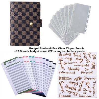 China A6 hardcover budget checkered binder with cash envelopes, A6 money saving binder zipper pocket budget, wallet budget planner notebook binder for sale