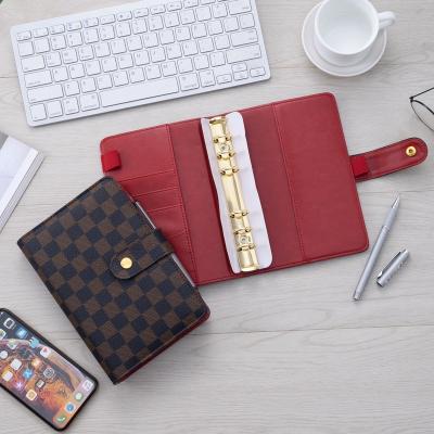 China A6 A5 Ring Binder Checkered Budget Binders hardcover book with gold rings, A5 planner checkered cover, red checkered binding interior for sale