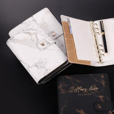 China A5 A6 Hardcover Book Binder Marble Budget Binder, Notebook Binder Leather Budget Planner, A6 Binder Vegan Leather A5 Marble Binder for sale