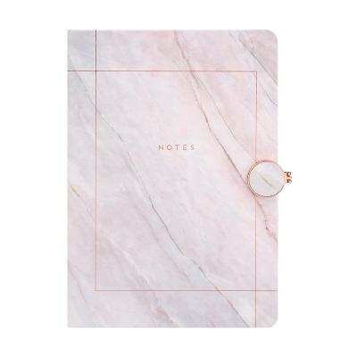 China White Leather Marble Hardcover Notebook A5 Journal Hardcover Book, Pink Black Stone Notebook Planner with Magnetic Buckle for sale