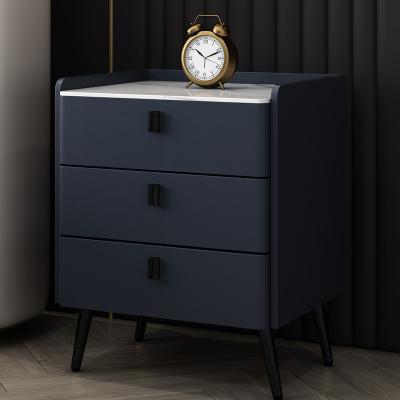 China Modern Multi-functional Mute slide grey night stand bedside table nightstand for bedroom 3 drawer nightstand for sale