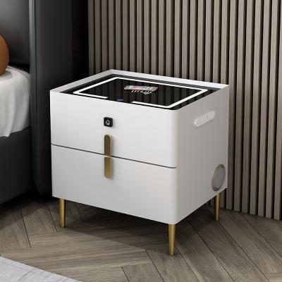 China Modern New Design Safe storage modern bedroom night stand bed side table wireless audio luxury bedside cabinet for sale