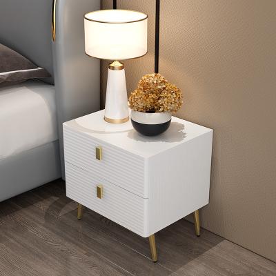 China Modern Hot selling simple solid wood bedside table nightstand modern for bed rooms side beds cabinet with 2 Drawers for sale