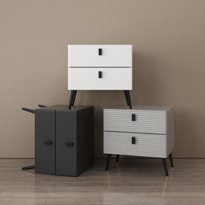 China Modern Louver style bedroom small storage night stand cheap nightstands bedside cabinet bed side table wood for sale