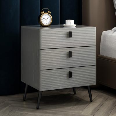 China Modern Home Furniture Customized Unpainted grey bedside table bedside drawers cabinet 3 drawer night stand for sale