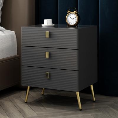 China Modern New large storage space wooden bedside table with drawers bedside cabinets furniture bed night stands for sale