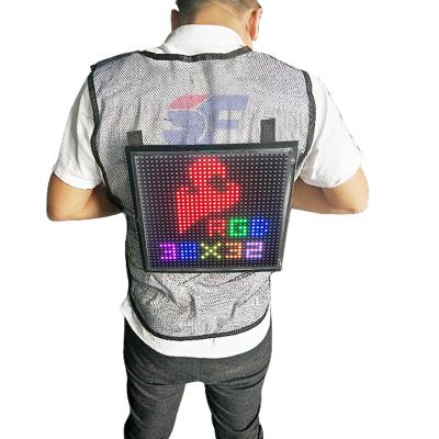 China New Video Backpack Advertising LED Vest Display Screen Led Screen Display Text Phone Video for sale