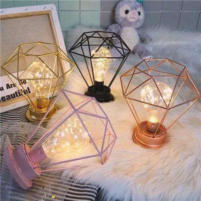 China interior & Style Wrought Iron Geometry Copper Lamp Outdoor Decorative Bedroom Night Light for sale