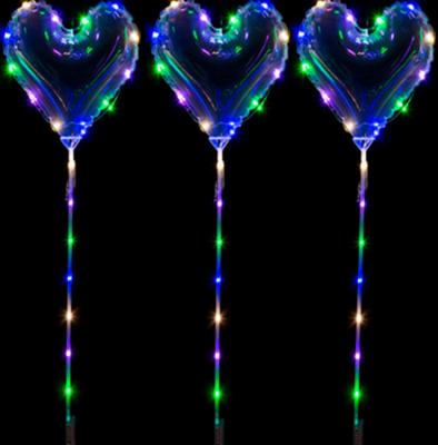 China Copper Wire Copper Led String Led Balloon Love Shape 18 Inch Bobo Balloon With Four Colors LED String Light for sale