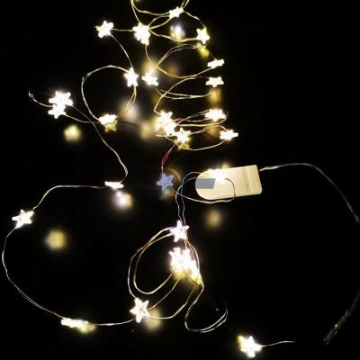 China interior & Outdoor 2M 20 LED STAR SHAPE COPPER WIRE LED FAIRY STRING LIGHT WITH BATTERY CASE 2032 for sale