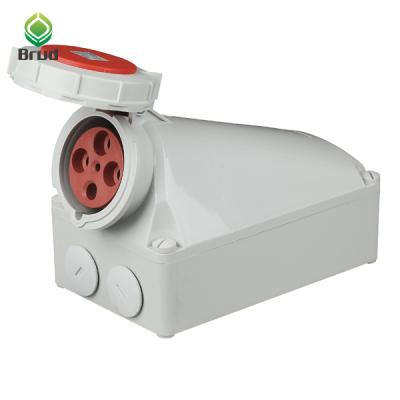 China Best 125A 4P 6H 400V IP67 CEE/IEC 60309-2 Red QX139 Industrial Sale Industrial Outdoor Mounted Socket for sale