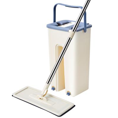 China Sustainable Squeeze Flat Mop Bucket Set Household Cleaning Tools Hand Wash Free 360 Degree Spin Magic Mop for sale