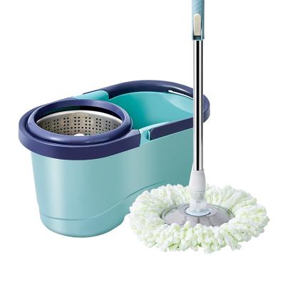 China Sustainable Free Spinning Magic Mop And Bucket Set Hand Spinning Mop Floor Cleaning for sale