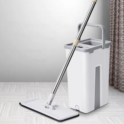 China Viable Wholesale Washable Floor Cleaner Tool White Card Household Floor Cleaning Swob Flat Broom for sale