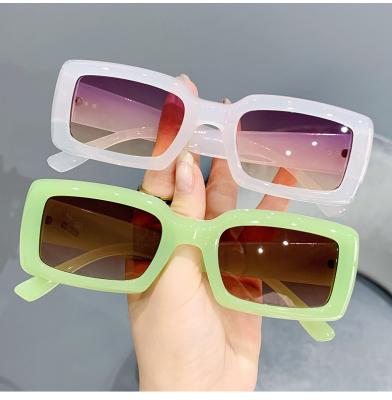 China Fashion Sunglasses New Arrive Plastic Unisex Custom Logo Shades Reused Rectangle Glass Sun Glasses Trendy Black Women Men for sale