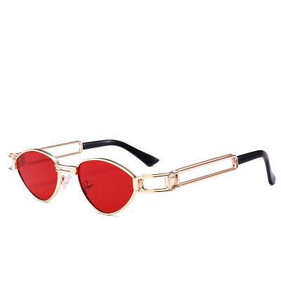 China High quality retro small vintage men women sunglasses metal cat eye sunglasses high quality oval sunglass custom designer stripe sun glasses for sale