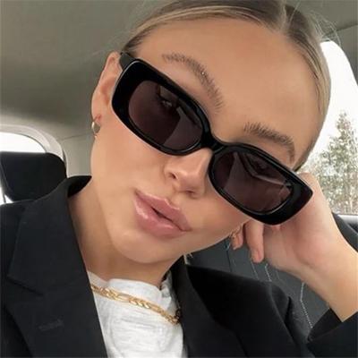 China Newest fashion good quality thick frame sun glass plastic square anti UV400 retro 90s shading custom unisex own logo sunglasses women for sale