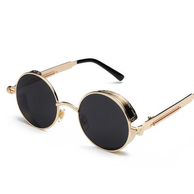 China Factory brand design vintage retro metal circle sunglasses unisex round sun glasses women men custom logo punk glass for sale