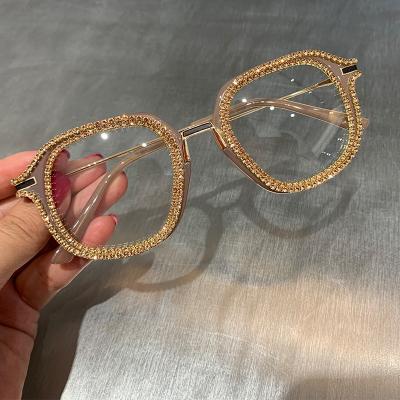 China Fashion sunglasses wholesale bling diamond party glass frame rhinestone eyewear frame women men for sale