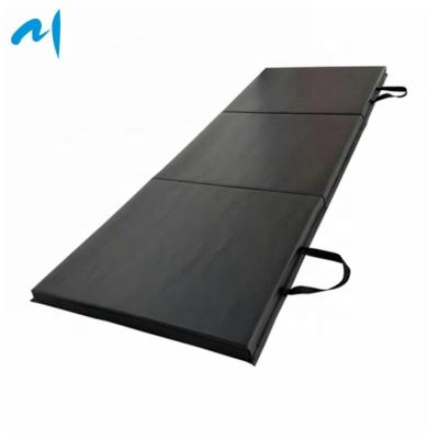 China Portable 6' x 2' Triple Folding Exercise Mat With Carry Handles For Tumbling, Muttahida Majlis-e-Amal, Home Gym Black Fitness Mat for sale