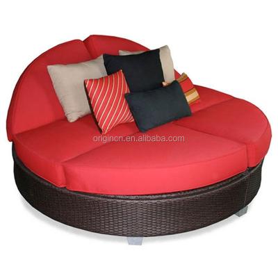 China Traditional Adjustable Round Outdoor Pool Furniture Bed Patio Rattan Design Backrest Antique Convertible Lounge Chair for sale